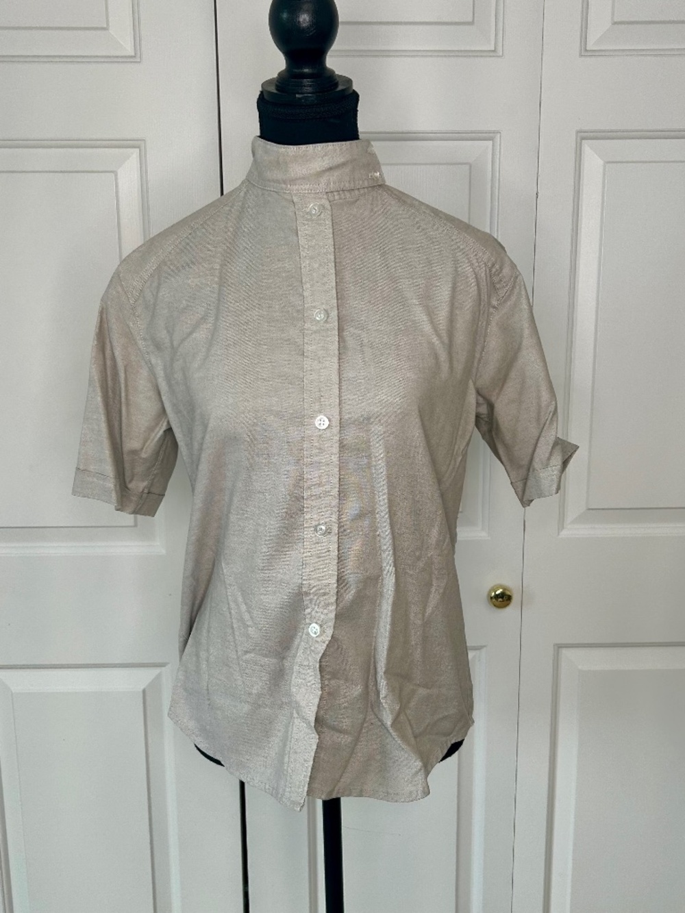 Equestrian Show Shirt with Short Sleeves in Beige/ Oatmeal Colour Size Small